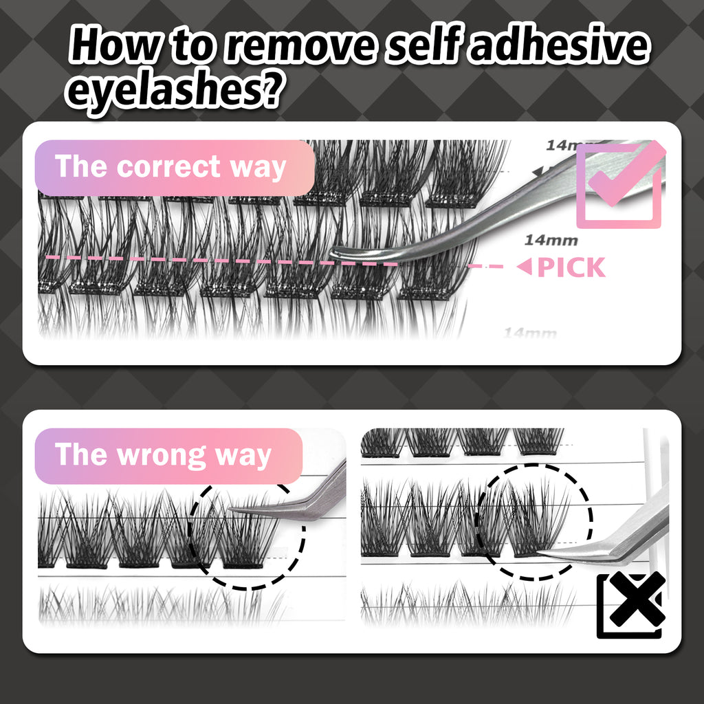 WONSIS Self Adhesive Eyelashes, 156 Pcs Self Adhesive Eyelash Clusters, No Glue Needed, Invisible 2-Strip Tape - Longer Lasting, No Sticky Residue Pre Glued Eyelashes (Volume-Mixed)