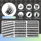 WONSIS Self Adhesive Eyelashes, 156 Pcs Self Adhesive Eyelash Clusters, No Glue Needed, Invisible Band Lash Clusters - Longer Lasting, No Sticky Residue Pre Glued Eyelashes (Spiky-Invisible Band)