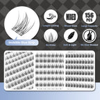 WONSIS Self Adhesive Eyelashes, 156 Pcs Self Adhesive Eyelash Clusters, No Glue Needed, Invisible Strip Tape - Longer Lasting, No Sticky Residue Pre Glued Eyelashes (Wispy-Mixed)