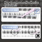 WONSIS Self Adhesive Eyelashes, 156 Pcs Self Adhesive Eyelash Clusters, No Glue Needed, Invisible Strip Tape - Longer Lasting, No Sticky Residue Pre Glued Eyelashes (Wispy-Mixed)
