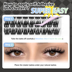 WONSIS Self Adhesive Eyelashes, 156 Pcs Self Adhesive Eyelash Clusters, No Glue Needed, Invisible Band Lash Clusters - Longer Lasting, No Sticky Residue Pre Glued Eyelashes (Spiky-Invisible Band)