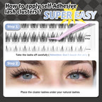 WONSIS Self Adhesive Eyelashes, 156 Pcs Self Adhesive Eyelash Clusters, No Glue Needed, Invisible Strip Tape - Longer Lasting, No Sticky Residue Pre Glued Eyelashes (Wispy-Mixed)
